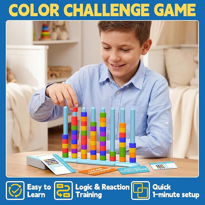 Color Challenge Game – A Quick-Thinking Color Matching Puzzle Game for Family Game Night and Parties Fun, Board Games for Kids 6-8-12 & Adults, Color Games Toys Gifts for Boy & Girl Birthday Christmas