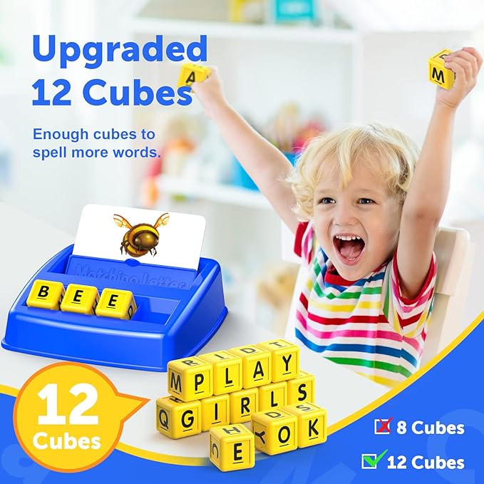 Learning Games for Kids Ages 3-8, Matching Letter Game for Kids Toys Ages 3-8 Educational Toys for 3-8 Year Olds Boys Girls Birthday Party Easter Gifts for 3-8 Year Olds Boys Girls Blue