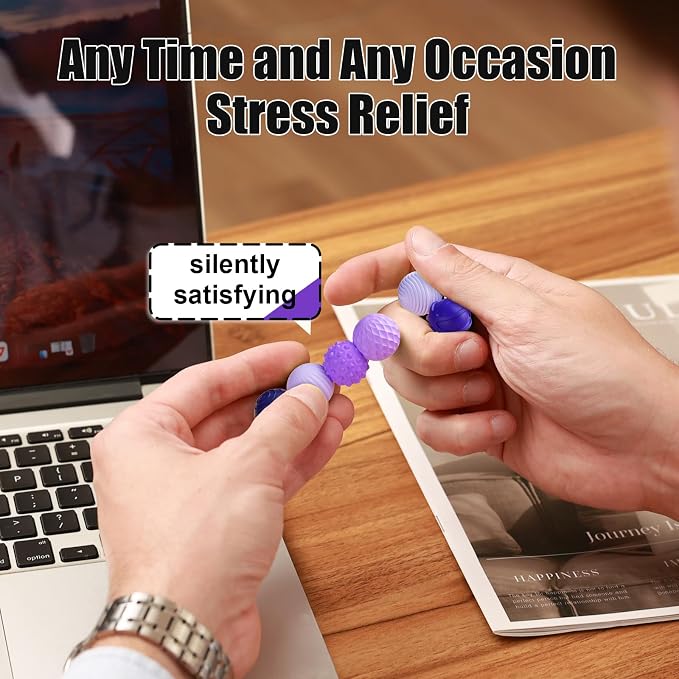 Magnetic Fidget Balls, 12-Pack Silicone Sensory Toys for Adults & Teens | Quiet Stress Relief Balls for Office, Fun Desk Toys with Textures, Calming & Relaxing Gift for Men & Women