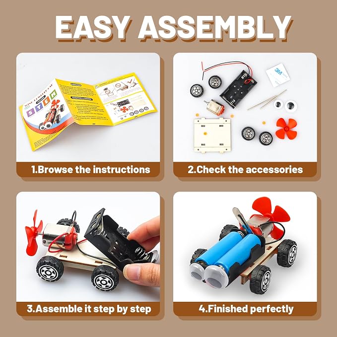 STEM Science Kits for Kids Age 8-12, 6 Set Wind-Powered Cars Building Kit | Science Experiments 6-8 8-10, Wood Crafts for Boys Girls STEM Toys, School Classroom Return Gifts for 8 9 10 12 13 Year Old