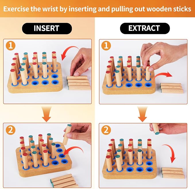 Wooden Pegboard for Occupational Therapy to Finger Dexterity | Occupational Therapy Tools, Hand Therapy Equipment Hand Therapy Peg Board to Improve Finger Dexterity