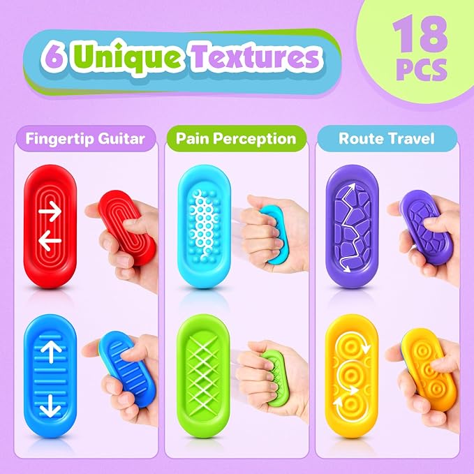Sensory Marble Fidget Bulk for Kids Classroom 18 Pack Autism Worry Stones | Gel Filled Quiet Textured Worry Stones for Classroom Prizes Treasure Box, ADHD Calming Toys and Travel Gifts Special Needs