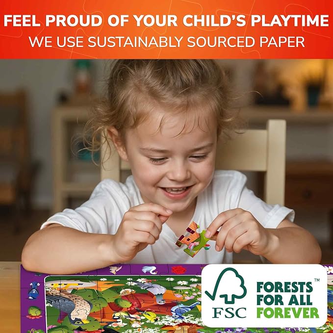 Puzzles for Kids Ages 6-8 - 4 x 60 Piece Jigsaw Kids Puzzles Ages 4-6 | Search & Find Kids Puzzles Ages 5-8 - Animals and Bugs - Educational Learning Gift for Toddlers 3 Year Olds