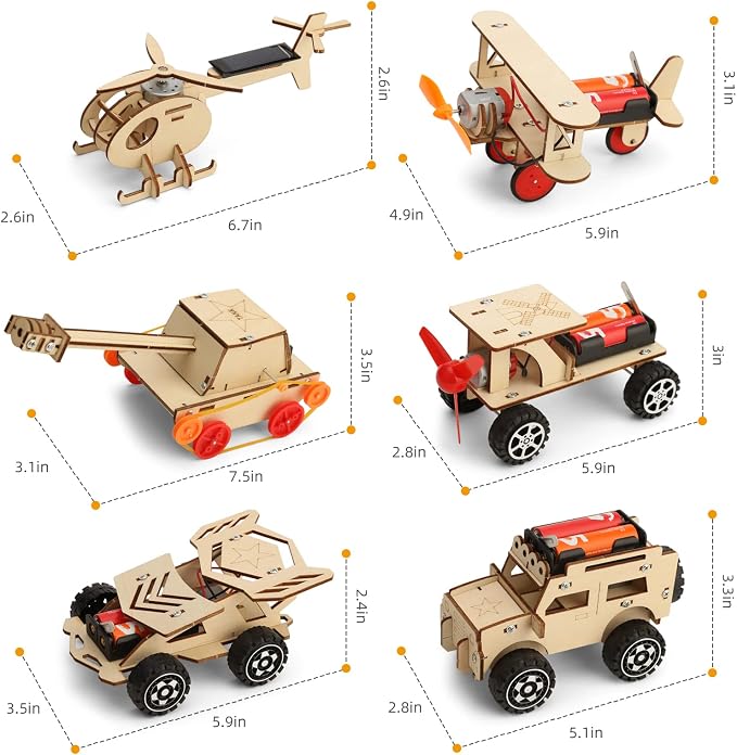 STEM Kits for Kids Age 8-10 10-12, 6 Set Wood Building Projects Crafts 6-8 | Science Model Car Kits for Kids Age 8-12, Wooden 3D Puzzles, STEM Toys for Boys 8 9 10 12 13 Year Old Birthday Gifts