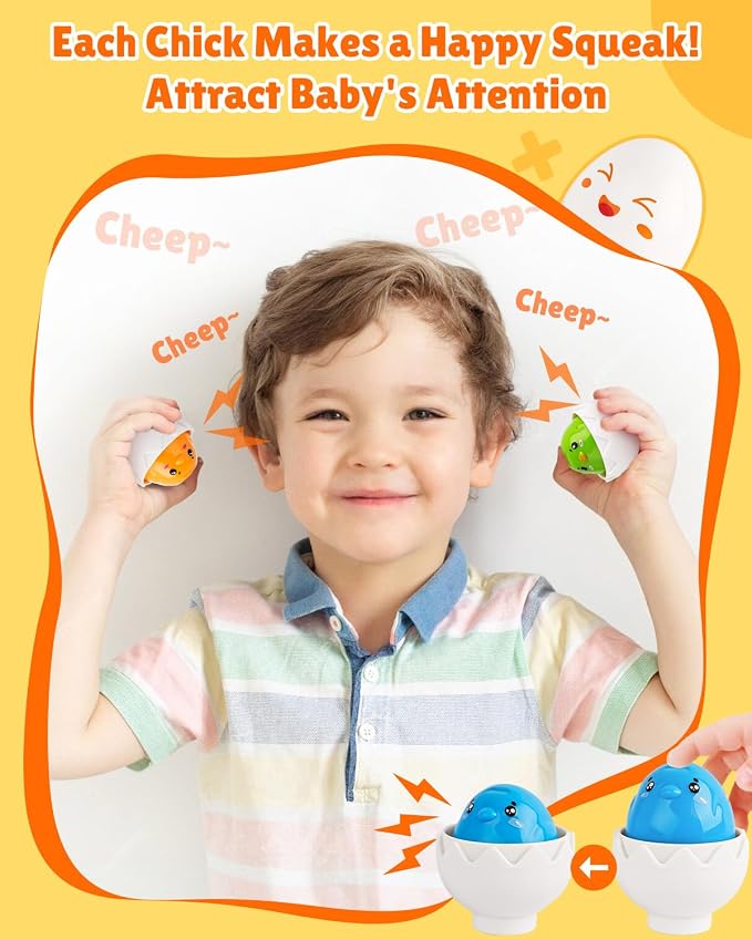 Matching Egg Toy 6 Pcs Develops Toddlers' Color & Shape Recognition Skills | Easter Basket Gift for Boys & Girls, Montessori Travel Toy for Kids 1-3, Fun Sorting Puzzle for Daily Early Education