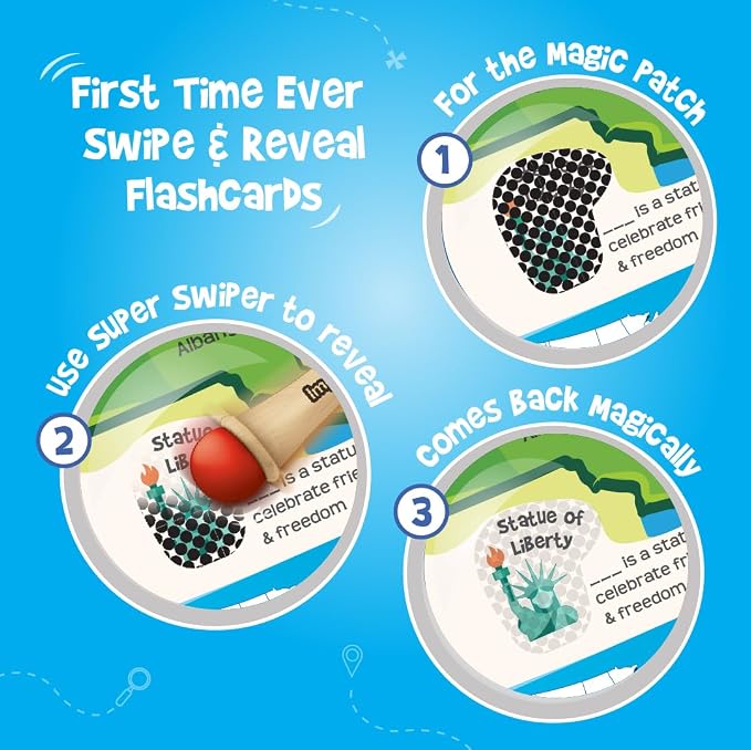 Imagimake Mapology USA Flash Cards | Learn United States Along with Flags and State Shapes | Ages 8-12 | Foam Jigsaw Puzzle, Fun Facts, Educational Toy for Kids | Gift for Christmas and Birthdays | Learn 750+ Facts of USA with Swipe & Reveal, Classroom...