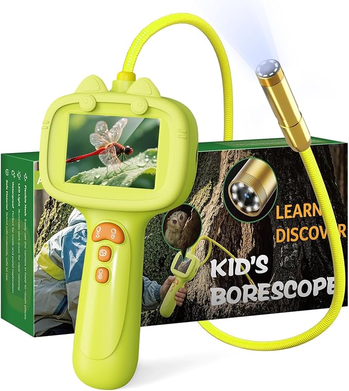 Kids Borescope Camera with Light-STEM Science Educational Toy for 3 4 5 6 7 8 Years Old Boys & Girls Birthday Gift-Discovery & Exploration Flexible Snake Scope Battery