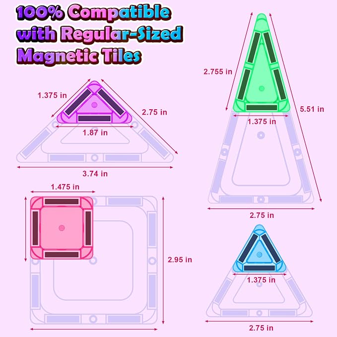 Mini Magnetic Tiles Set with Iron Box , Travel STEM Toys for Toddlers 3+ | Montessori Sensory Toy For 3-8 Kids, Travel Essentials Magnet Blocks, Great Gift For 3-5 Boys & Girls, Classroom Must Have