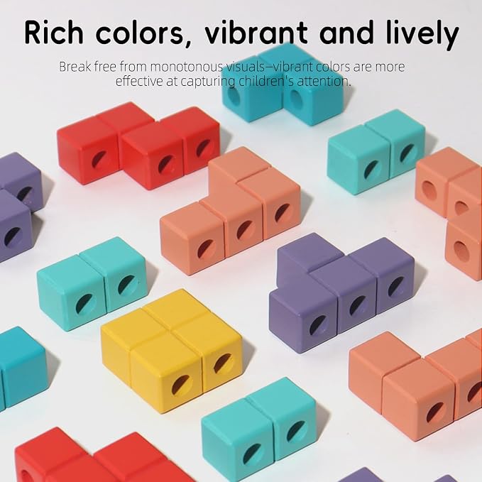 Wooden Block Puzzle, Montessori Toys Stacking Game, Preschool Educational Brain Teaser Puzzles for Toddlers and Kids Ages 3-5, Gift for Girls and Boys