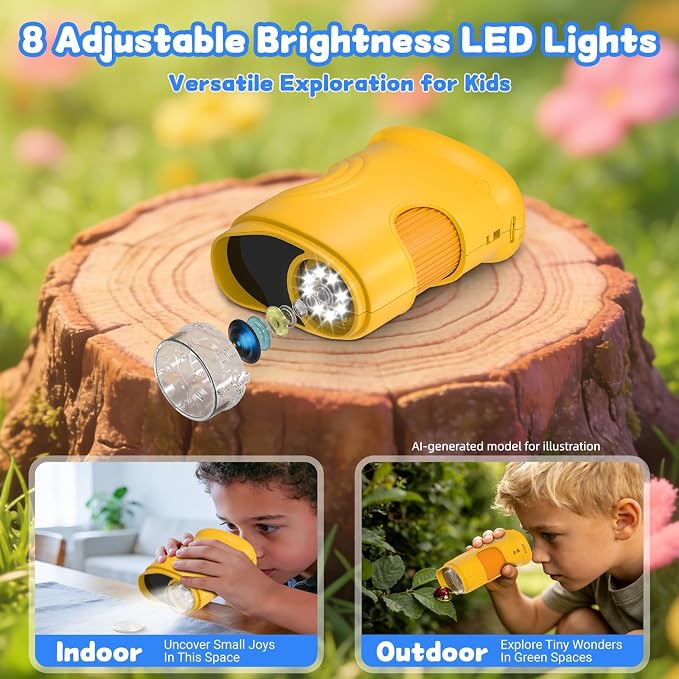 1000X Handheld Microscope for Kids: Pocket Digital Microscope with 1080P&2.0''IPS Screen&Photo/Video - Portable Edu Science Kits for Girls Boys - STEM Toys Birthday Gifts Ages 3-6 6-12(Orange)