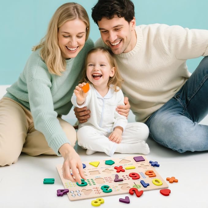 Number Puzzle Wooden Puzzles for Children Shape Learning Puzzles Toys | Puzzle Board & Letter Blocks, Preschool Educational for Girls Boys Gifts, Pattern Number