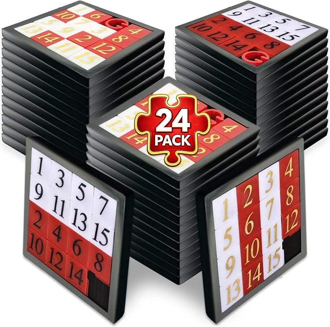 Gamie Slide Puzzles for Kids – Set of 24 Pocket-Sized Hand Puzzle Games, Educational Number Slide Puzzles, Great Party Favors, Goodie Bag Stuffers, Teacher Rewards, and Learning Toys