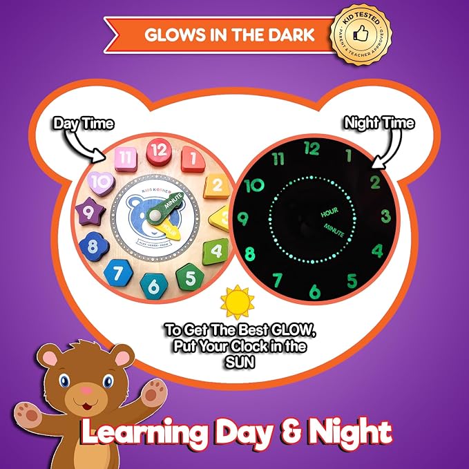 Shapes & Colors Clock - Match, Count, Lace & Play w 12pc Wood Beads + eBook