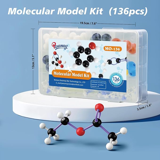 Chemistry Molecular Model Kit (136 Pcs) for Student and Teacher,Organic and Inorganic Chemical Learning Set,Motivate Enthusiasm for Learning Chemistry and Raising Space Imagination