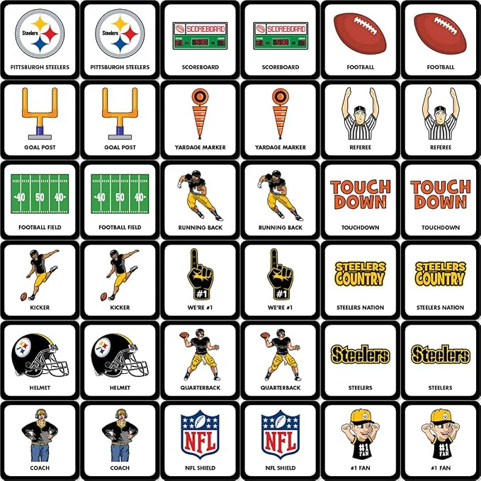 MasterPieces Officially Licensed NFL Pittsburgh Steelers Picture Matching Card Game for Kids and Families