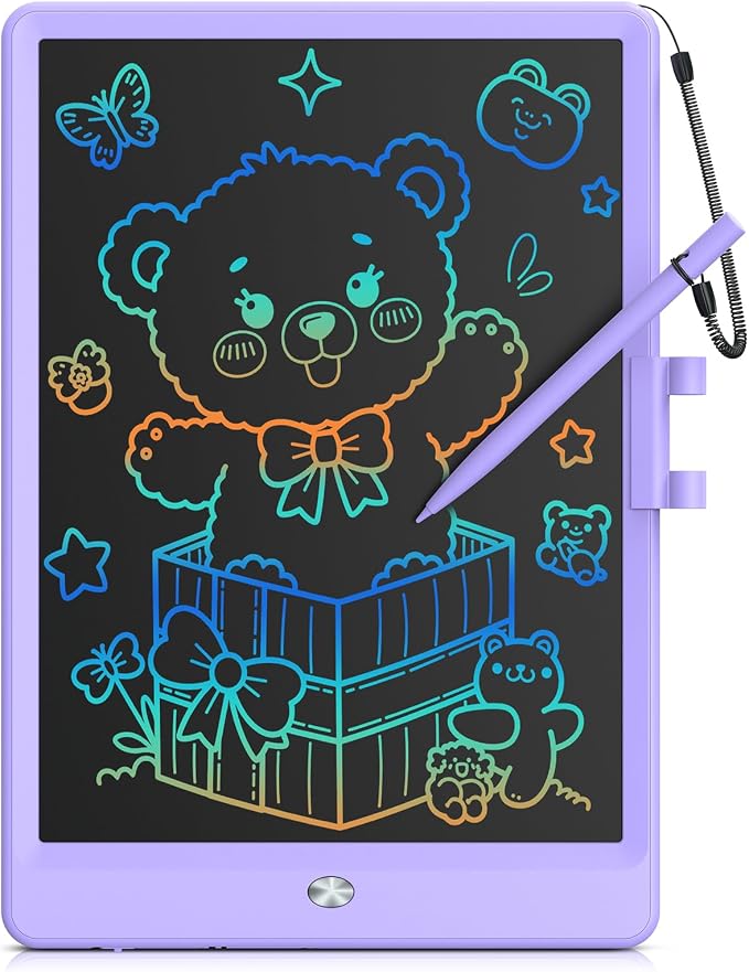 Bravokids 10 Inch LCD Writing Tablet for 3-8 Year Olds - Electronic Drawing Pad and Doodle Board as Educational Birthday Gifts for Girls and Boys (Purple)