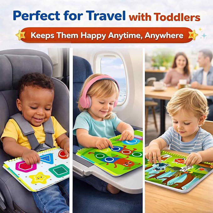 Jelly Sticker Books for Toddlers 3-5 - 61 Reusable Stickers Busy Book | 10 Preschool Topics - Waterproof Washable Toddler Activity Book - Learning Toys for Shapes, Colors, Matching, Animals