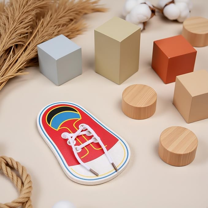 Shoe Tying Practice, Wooden Learn to Tie Your Own Shoes Threading Lacing Shoes Training Early Learning Kits | Threading Lacing Shoes Training Board Early Learning, Decorative Accessories
