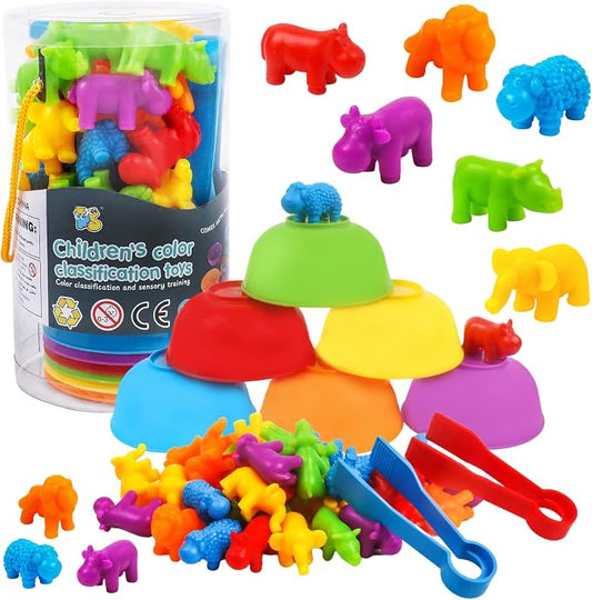 TSYAN Counting Toys Matching Game for Kids with Sorting Bowls Preschool Learning Educational Activities Toys Color Classification and Sensory Game Set Toddler Fine Motor Toys for Kid