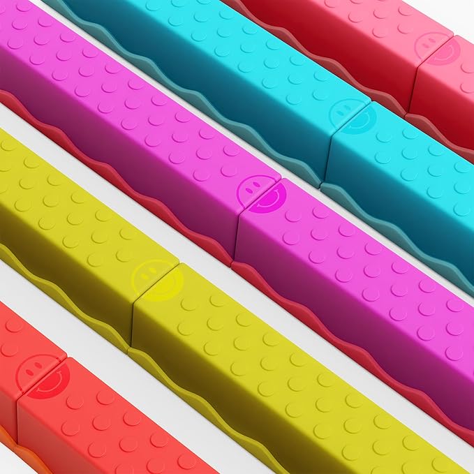 B. toys Balance Beam Set, 10 Beams & 6 Sensory Stepping Stones, Rainbow | Balance & Build Set in rainbow colors with 16 interlocking pieces, 10 beams and 6 sensory stepping stones, Summer, 3+ Years