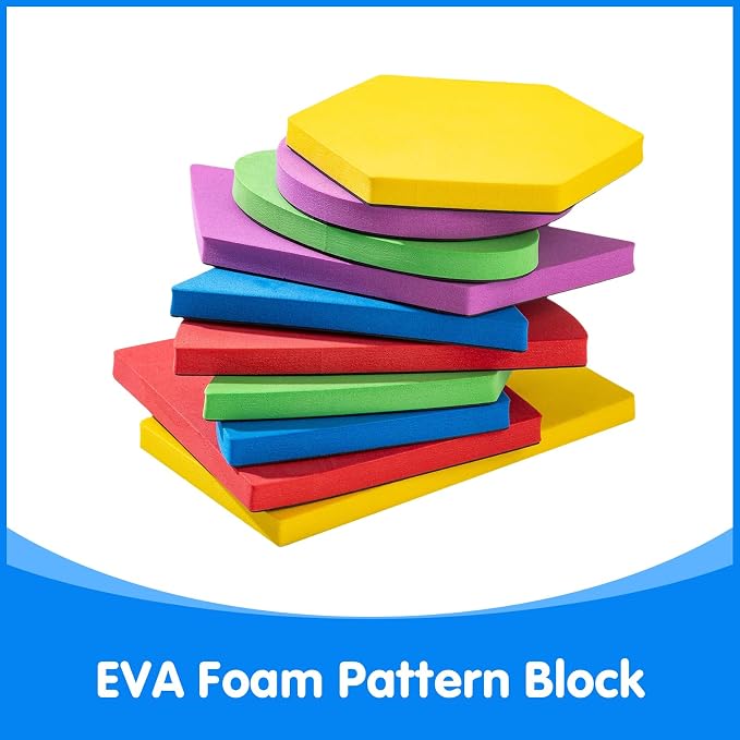 10 Pcs Large Shape Magnets - Giant Magnetic Pattern Blocks | Math Manipulatives, Geometric Shapes for Whiteboard & Fridge
