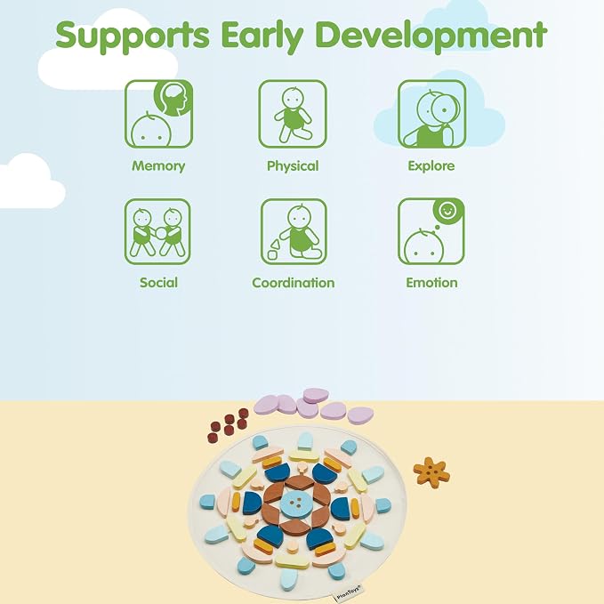 PlanToys® Wooden Mandala Set Montessori Inspired Open Ended Kids Play | loose pieces, sensory toys, montessori toys, girls, boys, creative spatial mindful fine motor gift preschool learning set