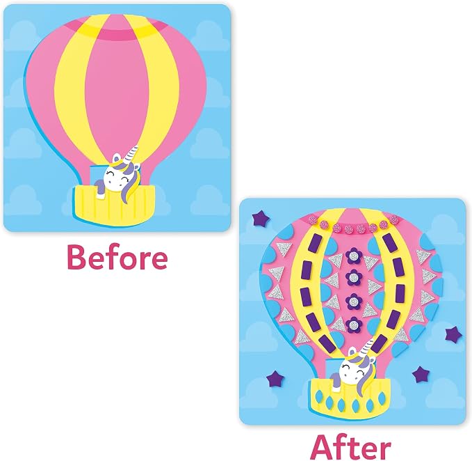Skillmatics Fun with Foam Craft Kit – Unicorn & Princesses, Gift for Kids | 3D Foam Stickers, Travel Toy, Mess-Free Fun for Girls & Boys, DIY Felt Craft Kits for Ages 3, 4, 5, 6, 7