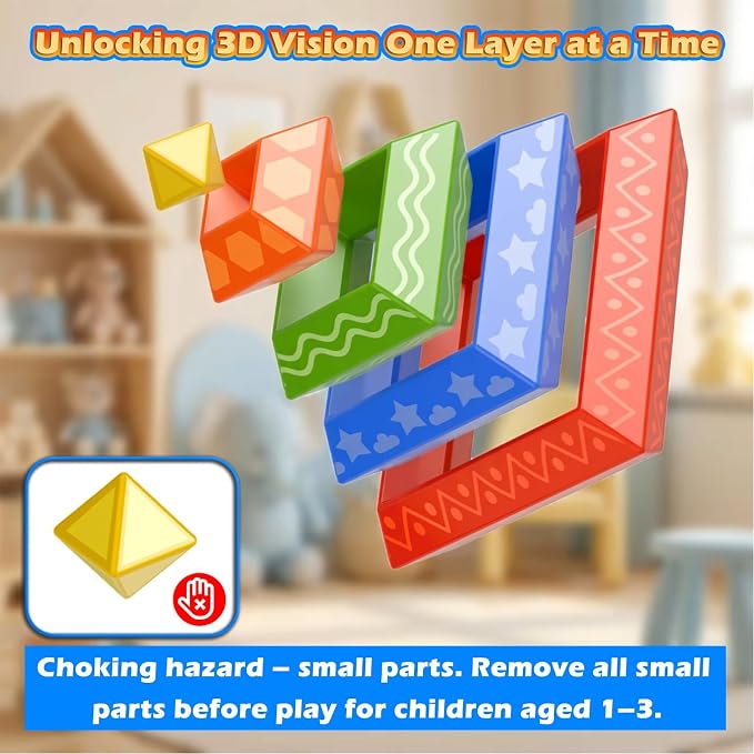 Doloowee Montessori Toys for Toddlers 1-3 3-5 - 30Pcs 3D Pyramid Stacking Blocks for Kids - STEM Educational Sensory Toys for 2 3 4 Year Old Boys Girls - Preschool Learning Birthday Gifts
