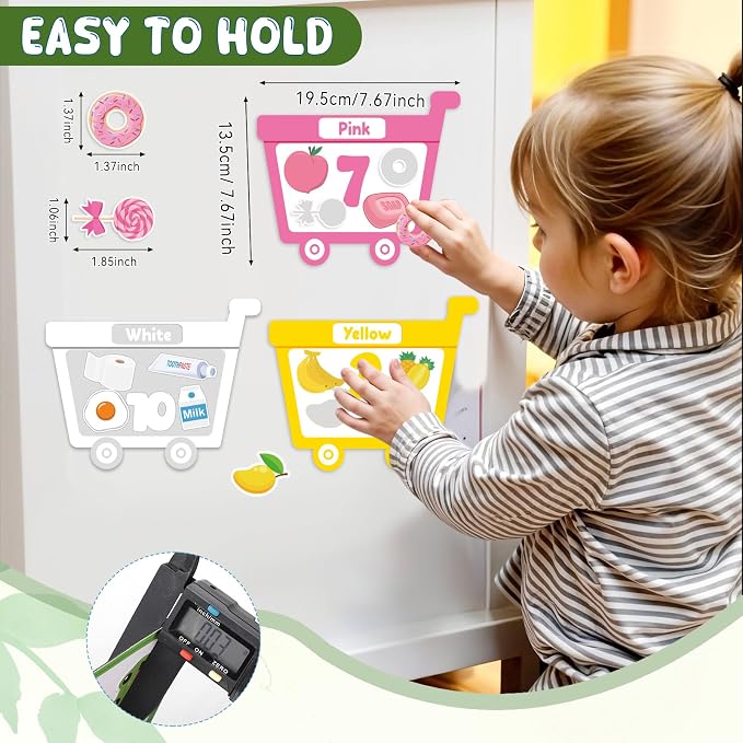 10Pcs Magnetic Color Sorting Set 60 Fridge Magnets for Kids | Cute Fruit Food Refrigerator Magnets for Kids Early Education Color Sorting Shape Matching