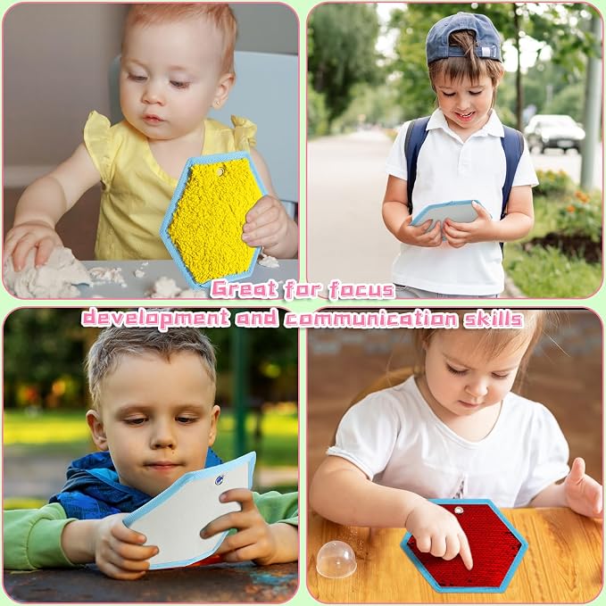 Boao 8 Set Mini Sensory Mats Assorted Textured Play Mats Sensory Floor Tiles Educational Tactile Toys for Activity(7.1 Inch,Hexagon)