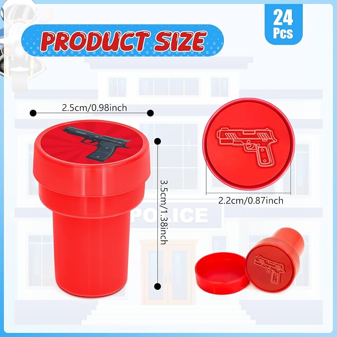 Cinrobiye 24 Pcs Police Stampers Party Favor Set, Cute Police Officer Stamps for Kids Birthday Party, Classroom Rewards, Police Themed Party Supplies, Goody Bag Fillers, Educational Pretend Play Toys