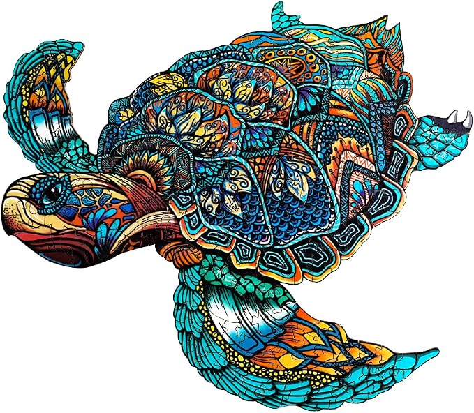 Jigfoxy Wooden Puzzles for Adults, Sea Turtle Wooden Jigsaw Puzzles,Unique Animal Shape Puzzles, Christmas Thanksgiving Gifts for Family Turtle Lover(XL-22.8 * 19.3in-568pcs)
