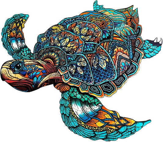 Jigfoxy Wooden Puzzles for Adults, Sea Turtle Wooden Jigsaw Puzzles,Unique Animal Shape Puzzles, Christmas Thanksgiving Gifts for Family Turtle Lover(XL-22.8 * 19.3in-568pcs)