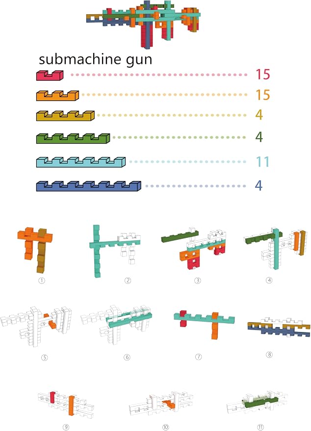 STEM Wooden Building Blocks, Toy Gun Style | Natural Wood without Paint and Rough Edges
