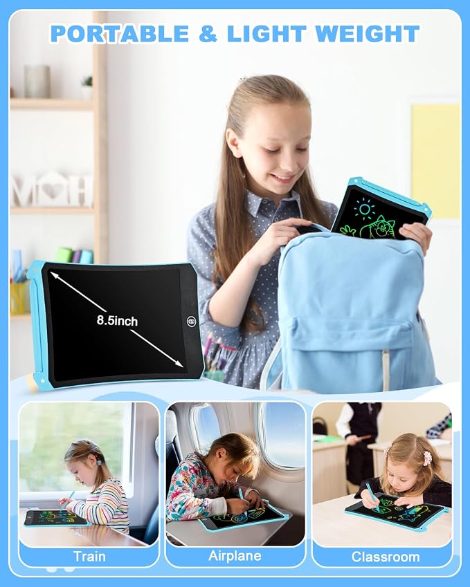 cimetech Toddler Girl Gifts, LCD Writing Tablet 2 Pack, Drawing Pad | Kids Toys for 3 4 5 6 Year Old Boys, 8.5 Inch Coloring Books, Travel Essentials Activities, Birthday Gifts Toddler Age 1-3