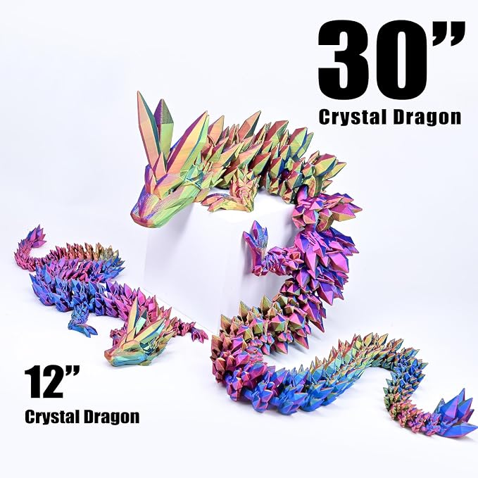 30 Inch Large 3D Printed Dragon 76cm Long Fidget Toy Gift Decor | Flexible Giant Articulated Dragon Toy, Home Desk Decoration, Birthdays Christmas Gift for Kid Boy Girl Adult, Red Yellow Blue