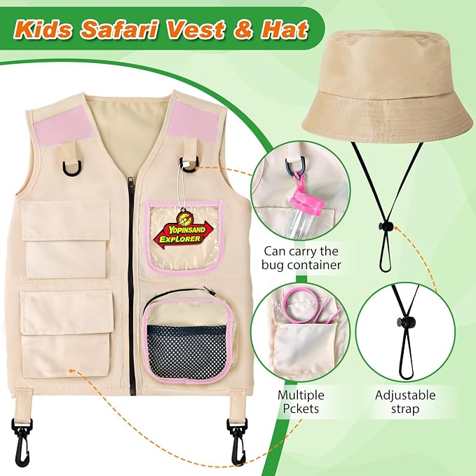 YOPINSAND Kids Explorer Kit & Bug Catcher Kit, Kids Outdoor Exploration Set | Camping Gear with Vest & Hat, Ideal Outdoor Camping Adventure Toys for Ages 3 4 5 6 7 8 Boys Girls
