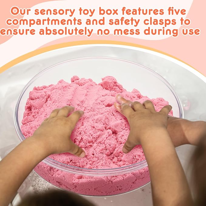 2 Pcs Sensory Bin with Lid and Removable Storage Inserts Sensory Activities for Toddlers 11.22 Inch Portable Sensory Box Sensory Toys for Autistic Children, Beige and White