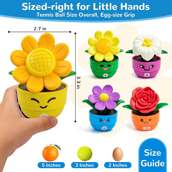 Flower Garden Toddler Toys, Kids Gardening Building Toy, Color Shape Sorting & Matching Game, Montessori Stacking Sensory Learning Toys, 2 Year Old Girl Birthday Gift