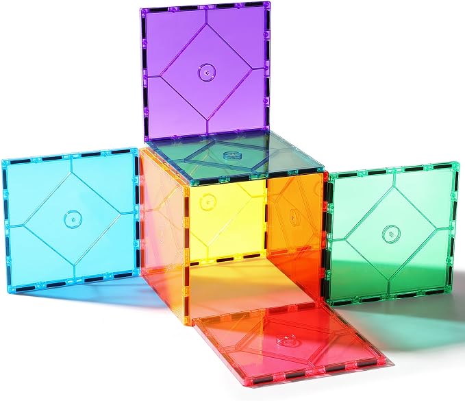 8 Piece Large Square Shape Magnetic Tiles Kids Toys for Kids Ages 3-5 4-8 | Magnetic Building Blocks STEM Magnet Building Set Preschool Learning Magnet, Sensory Montessori Toys for 3+ Boys and Girls