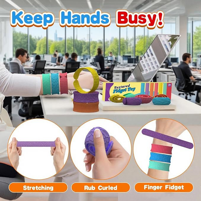 Easter Gifts for Kids 6Pc Fidget Popper Toys for Kids Sensory Strips Sensory Push and Popping Bubbles Montessori Busy Toy,Textured Suction Sensory Toys for with Autism, Pop for Classroom Gifts
