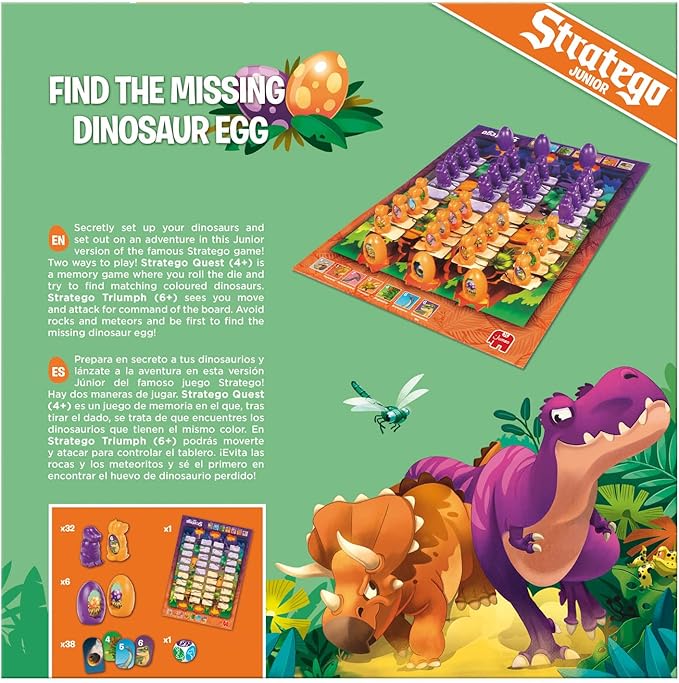 Jumbo, Stratego - Junior Dinos, Fun Junior Stratego Version, Strategy Board Game, 2 Players, Ages 4 Year Plus