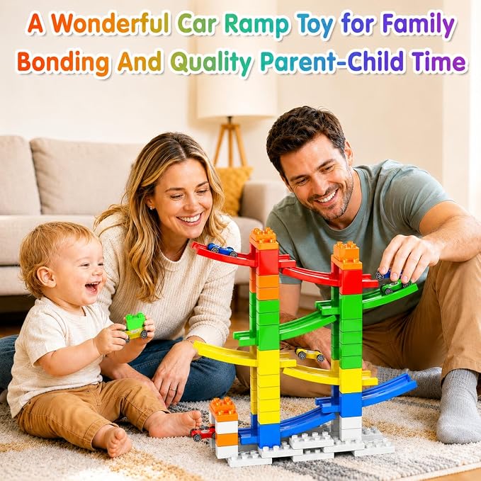 DIY Building Blocks Car Ramp Race Track Toy for Boys Ages 3+, STEM Gift | Build, Rebuild & Race! Creative Blocks with Multiple Models Inspire Open-Ended Play, Imagination and Hands-On STEM Learning