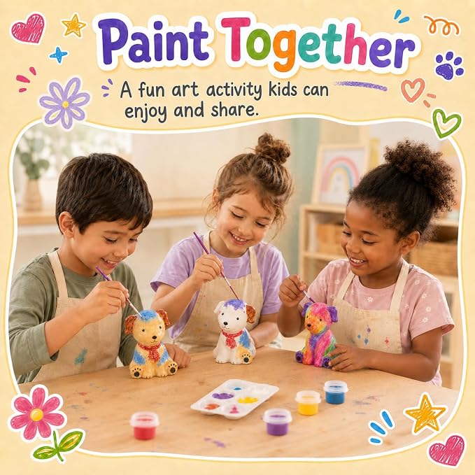 Paint Your Own Dog Lamp Kit, Crafts for Kids Ages 6-12, Gifts for Girls Boy | Dog painting kit with paints and 3D night light; arts and crafts activity, room decor and birthday gifts for kids ages 6-12