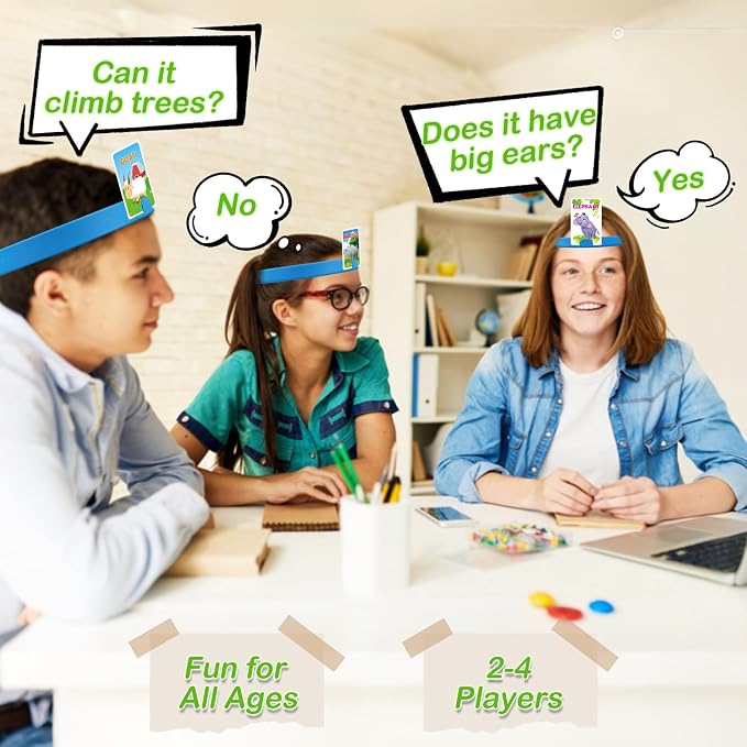 Headbands Game for Kids – Guessing Board Game to Boost Vocabulary | Critical Thinking, and Social Skills – Quick Question Family Game Night for 2–4 Players – Travel-Friendly Fun (Animal Theme)
