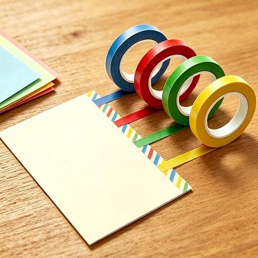 Kyerivs Colored Masking Tape, 8PC Activity Book Tape for Kids | Colorful Craft Tapes Painters Tape DIY Craft Arts, Spray Painting Masking and Protection, Art Supplies for Kids