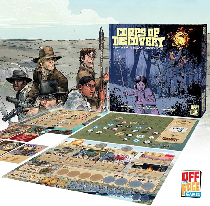 Corps of Discovery Cooperative Adventure Board Game | Unique Sliding-Map Exploration, Based on the Manifest Destiny Graphic Novel, 20 Maps Included, 1-4 Players, 45-75 Minutes