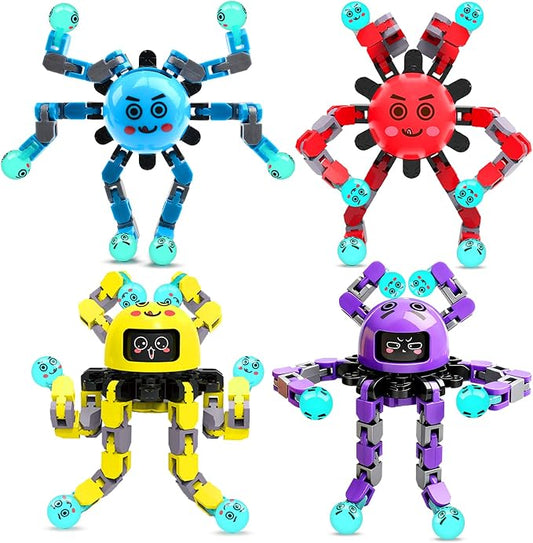Transformable Fidget Spinner Toys for Kids and Adults,4 Pcs Travel Toys for Boys Girls Sensory Toy ADHD Stress Relief Toy,Party Favors Birthdays Gifts for Teens Road Trip Travel Essentials