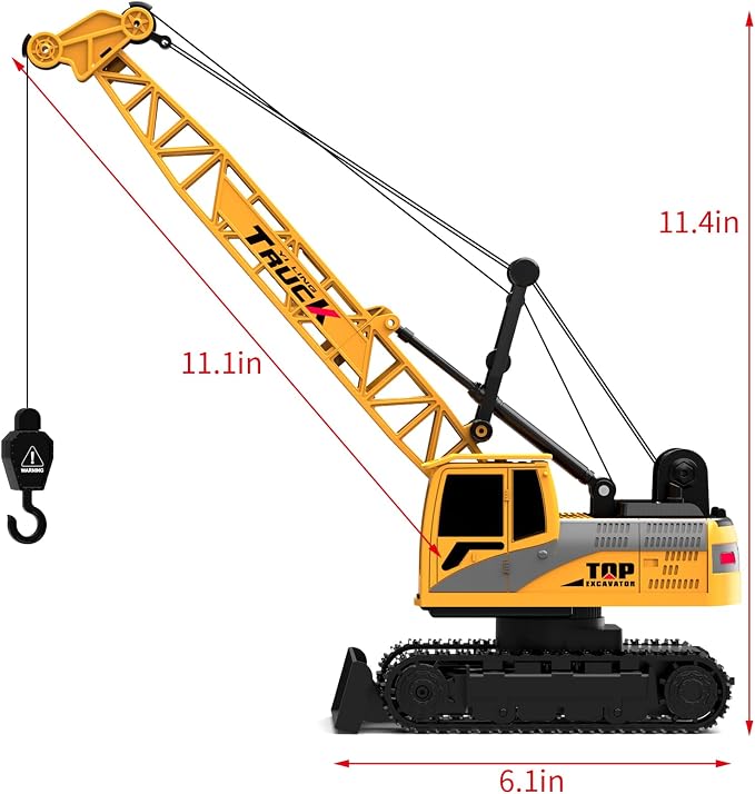 Dwi Dowellin Remote Control Crawler Crane for Boys,11-Channel 2.4GHz RC Construction Crane Toy for Kids Age 3 4-7 8 9 10 Year Old