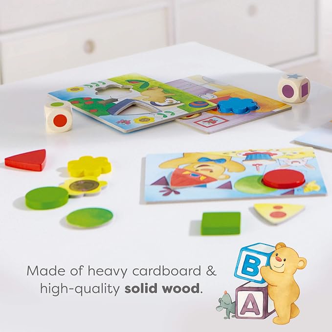 HABA My Very First Games – Teddy’s Colors & Shapes Educational Games & Toddler Activities with Wooden Pieces for Learning Colors, Shapes & Turn-Taking